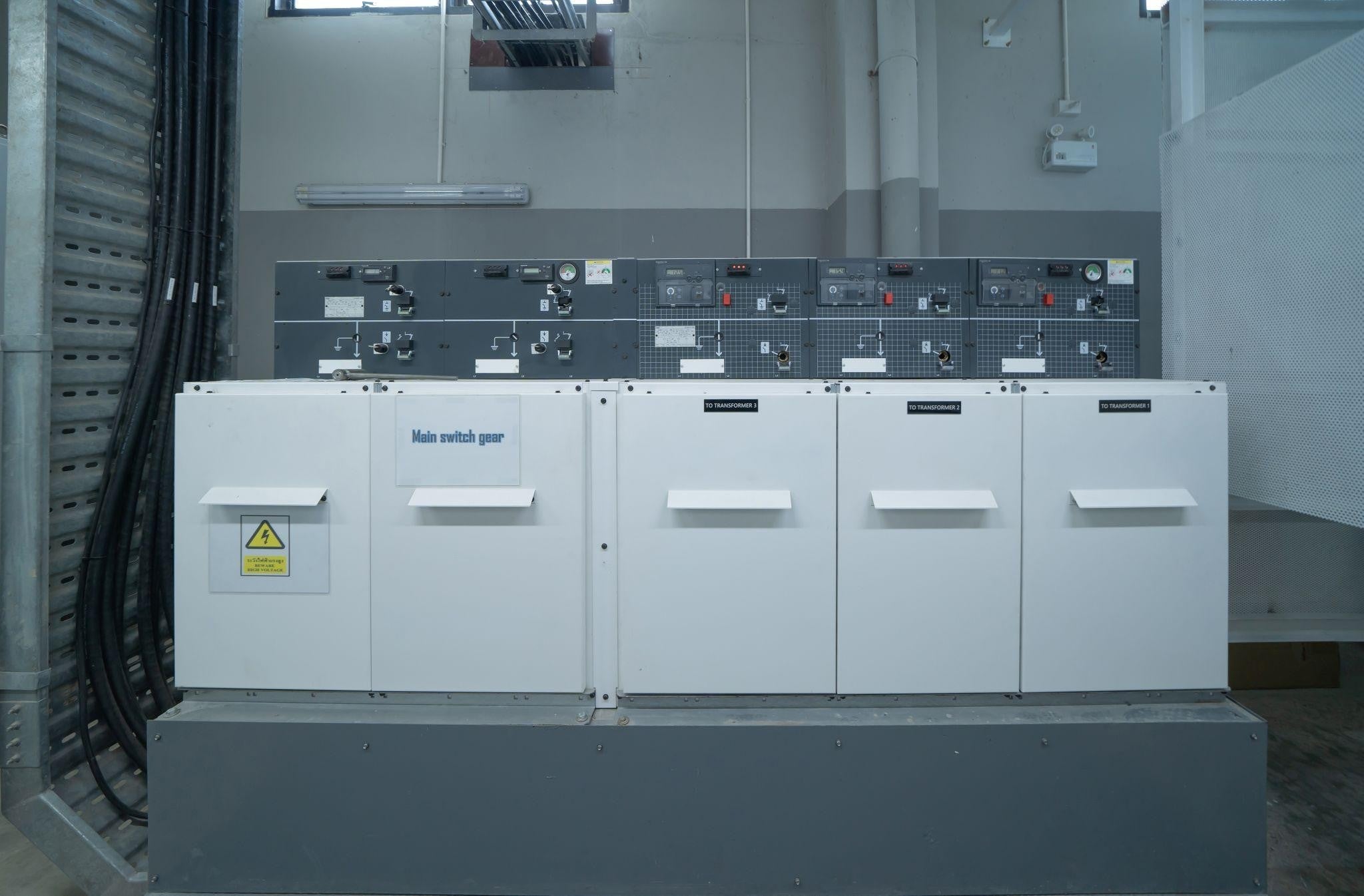 Main electrical switchgear in hospital facility supporting hospital backup generators and reliable emergency power during outages.