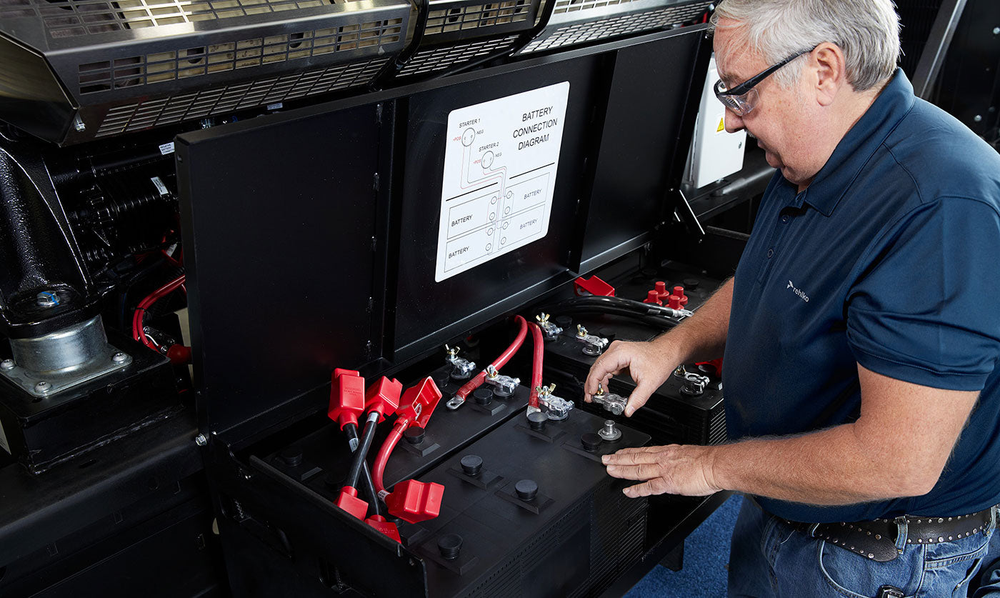 Technician doing a battery test