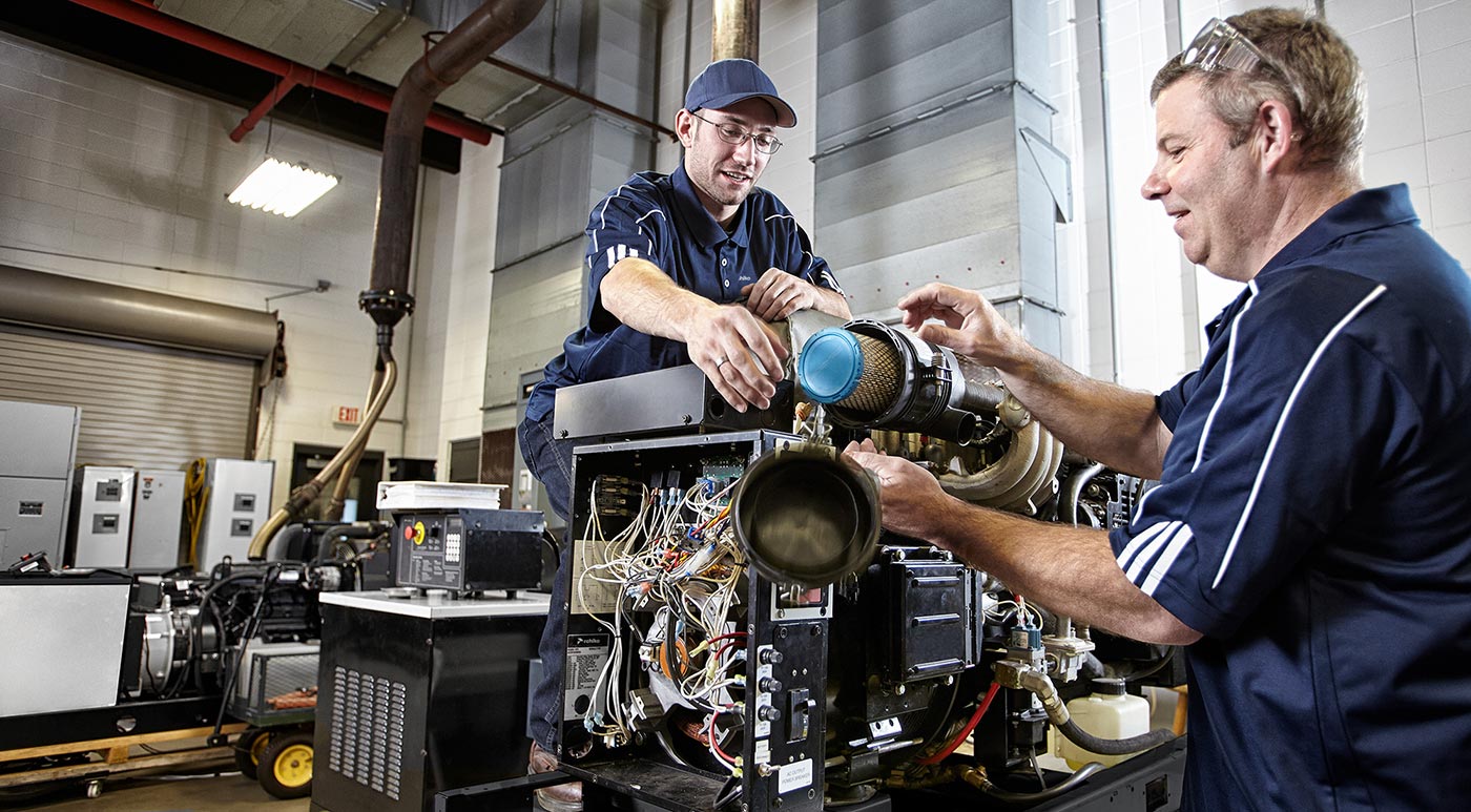 Technician inspecting an ATS
